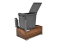 REV A SHELF : Single Silver 35 Qt. Walnut Bottom Mount Pullout Waste Container w/ (1) Lid and BLUM Soft-Close Slides
