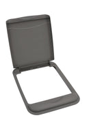 REV A SHELF : Double Silver 50 Qt. Walnut Bottom Mount Pullout Waste Container w/ (1) Lid and BLUM Soft-Close Slides