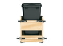 REV A SHELF : Single Black 35 Qt. Craftsman Collection Solid Maple Bottom Mount Pullout Waste Container w/ Black Accents, (1) Lid and BLUM Soft-Close Slides