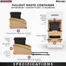 REV A SHELF : Single Black 35 Qt. Craftsman Collection Solid Maple Bottom Mount Pullout Waste Container w/ Black Accents, (1) Lid and BLUM Soft-Close Slides