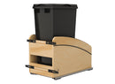 REV A SHELF : Single Black 50 Qt. Craftsman Collection Solid Maple Bottom Mount Pullout Waste Container w/ Black Accents, (1) Lid and BLUM Soft-Close Slides