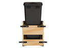 REV A SHELF : Single Black 50 Qt. Craftsman Collection Solid Maple Bottom Mount Pullout Waste Container w/ Black Accents, (1) Lid and BLUM Soft-Close Slides