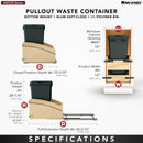 REV A SHELF : Single Black 50 Qt. Craftsman Collection Solid Maple Bottom Mount Pullout Waste Container w/ Black Accents, (1) Lid and BLUM Soft-Close Slides