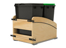 REV A SHELF : Double Black 35 Qt. Craftsman Collection Solid Maple Bottom Mount Pullout Waste Container w/ Black Accents, (2) Lids and BLUM Soft-Close Slides