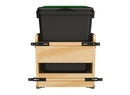 REV A SHELF : Double Black 35 Qt. Craftsman Collection Solid Maple Bottom Mount Pullout Waste Container w/ Black Accents, (2) Lids and BLUM Soft-Close Slides