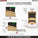 REV A SHELF : Double Black 35 Qt. Craftsman Collection Solid Maple Bottom Mount Pullout Waste Container w/ Black Accents, (2) Lids and BLUM Soft-Close Slides