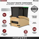 REV A SHELF : Double Black 50 Qt. Craftsman Collection Solid Maple Bottom Mount Pullout Waste Container w/ Black Accents, (2) Lids and BLUM Soft-Close Slides