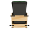 REV A SHELF : Double Black 50 Qt. Craftsman Collection Solid Maple Bottom Mount Pullout Waste Container w/ Black Accents, (2) Lids and BLUM Soft-Close Slides