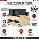 REV A SHELF : Double Black 32 Qt. Craftsman Collection Solid Maple Bottom Mount Pullout Waste Container w/ Black Accents, (2) 32 qt. Lids, (2) 8 L Compost Bins and BLUM Soft-Close Slides
