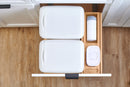REV A SHELF : Wood Bottom Mount Pullout Waste Container with OXO and Storage w/ Soft-Close