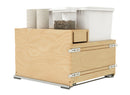 REV A SHELF : Wood Bottom Mount Pullout Waste Container with OXO and Storage w/ Soft-Close