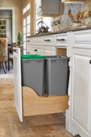REV A SHELF : Wood Pullout Waste Container w/ Soft-Close and SERVO-DRIVE System