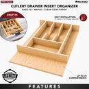 REV A SHELF : Wood "Right Fit" Shallow Cutlery Drawer Insert Organizer