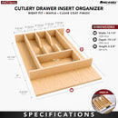 REV A SHELF : Wood "Right Fit" Shallow Cutlery Drawer Insert Organizer
