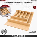 REV A SHELF : Wood "Right Fit" Shallow Cutlery Drawer Insert Organizer