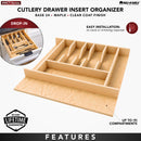 REV A SHELF : Wood "Right Fit" Shallow Cutlery Drawer Insert Organizer