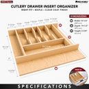REV A SHELF : Wood "Right Fit" Shallow Cutlery Drawer Insert Organizer