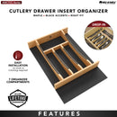 REV A SHELF : Craftsman Collection 13-1/4" X 19-1/2" Solid Maple Cutlery Drawer Insert w/ Black Accents