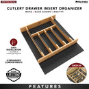REV A SHELF : Craftsman Collection 16-1/4" X 19-1/2” Solid Maple Cutlery Drawer Insert w/ Black Accents
