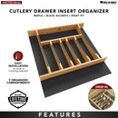 REV A SHELF : Craftsman Collection 19-1/4" X 19-1/2" Solid Maple Cutlery Drawer Insert w/ Black Accents