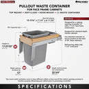 REV A SHELF : Wood Top Mount Pullout Waste Container w/ BB Soft-Close