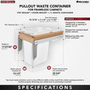 REV A SHELF : Wood Top Mount Pullout Single Waste Container