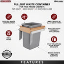 REV A SHELF : Wood Top Mount Pullout Single Waste Container with Reduced Depth