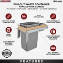 REV A SHELF : Wood Top Mount Pullout Waste Container w/ Soft-Close