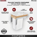 REV A SHELF : Wood Top Mount Pullout Single Waste Container For Full-Height Cabinets