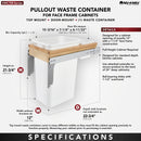 REV A SHELF : Wood Top Mount Pullout Single Waste Container For Full-Height Cabinets