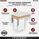 REV A SHELF : Wood Top Mount Pullout Single Waste Container For Full-Height Cabinets