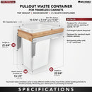 REV A SHELF : Wood Top Mount Pullout Single Waste Container For Full-Height Cabinets