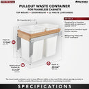 REV A SHELF : Wood Top Mount Pullout Double Waste Container