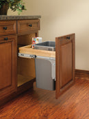 REV A SHELF : Wood Top Mount Pullout Single Waste Container with Reduced Depth