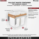 REV A SHELF : Wood Top Mount Pullout Double Waste Container For Full-Height Cabinets