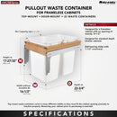 REV A SHELF : Wood Top Mount Pullout Double Waste Containers