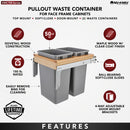 REV A SHELF : Wood Top Mount Pullout Waste Container w/ BB Soft-Close