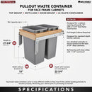 REV A SHELF : Wood Top Mount Pullout Waste Container w/ BB Soft-Close