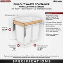 REV A SHELF : Wood Top Mount Pullout Double Waste Container For Full-Height Cabinets