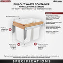 REV A SHELF : Wood Top Mount Pullout Double Waste Containers