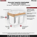 REV A SHELF : Wood Top Mount Pullout Double Waste Containers