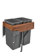 REV A SHELF : Walnut Top Mount Pullout Waste Container w/ Soft-Close/Open