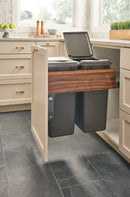 REV A SHELF : Walnut Top Mount Pullout Waste Container w/ Soft-Close/Open