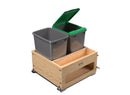 REV A SHELF : Wood Bottom Mount Pullout Waste Container with Storage w/ Soft-Close