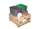 REV A SHELF : Wood Bottom Mount Pullout Waste Container with Storage w/ Soft-Close