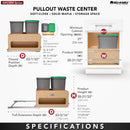 REV A SHELF : Wood Bottom Mount Pullout Waste Container with Storage w/ Soft-Close