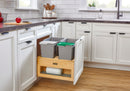 REV A SHELF : Wood Bottom Mount Pullout Waste Container with Storage w/ Soft-Close