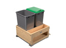 REV A SHELF : Wood Bottom Mount Pullout Waste Container with Storage w/ Soft-Close