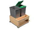 REV A SHELF : Wood Bottom Mount Pullout Waste Container with Storage w/ Soft-Close