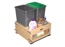 REV A SHELF : Wood Bottom Mount Pullout Waste Container with Storage w/ Soft-Close